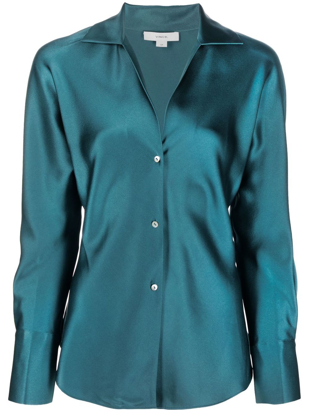 Spread-collar silk shirt - Blue