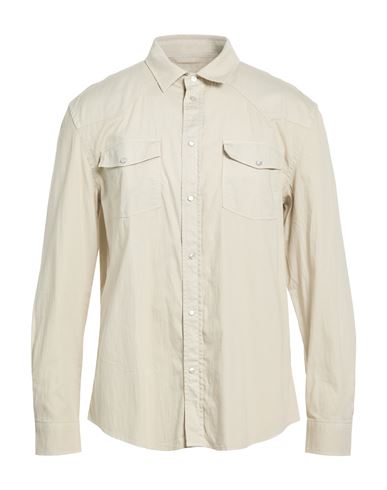 Man Shirt Cream Size L Cotton, Elastane