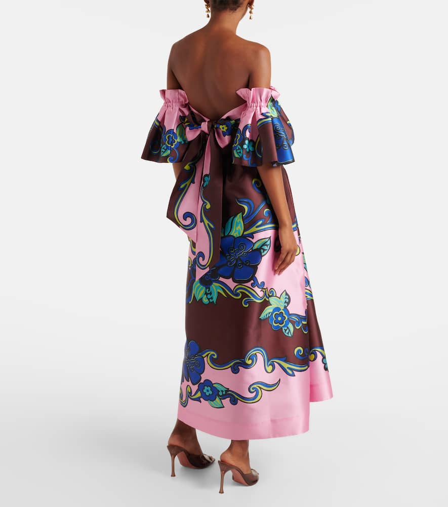 Alémais Floral off-shoulder satin maxi dress