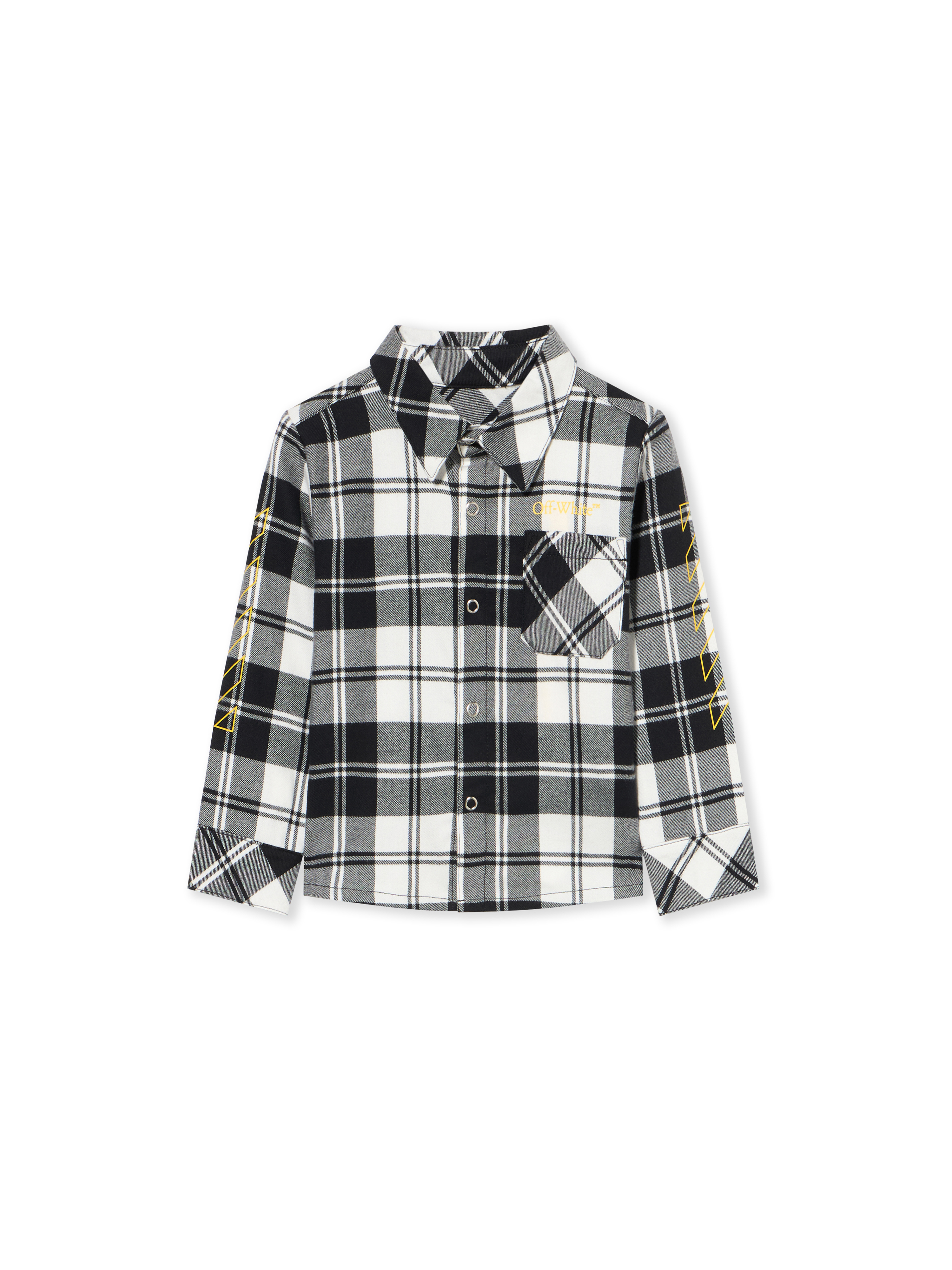 Diagonal Flannel Shirt - Kids Baby Black - Yellow 3