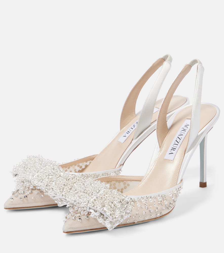 Aquazzura Bridal Melodie 85 embellished slingback pumps