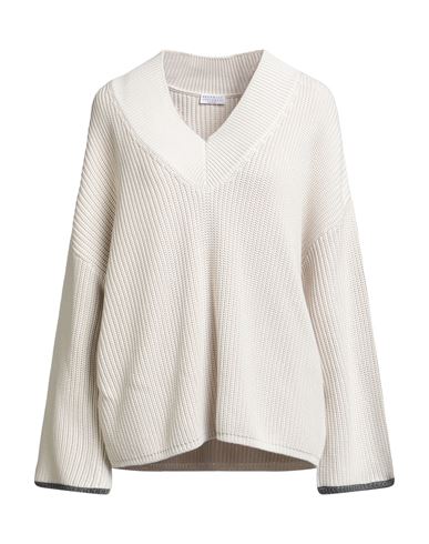 Woman Sweater Beige Size L Cotton, Ecobrass
