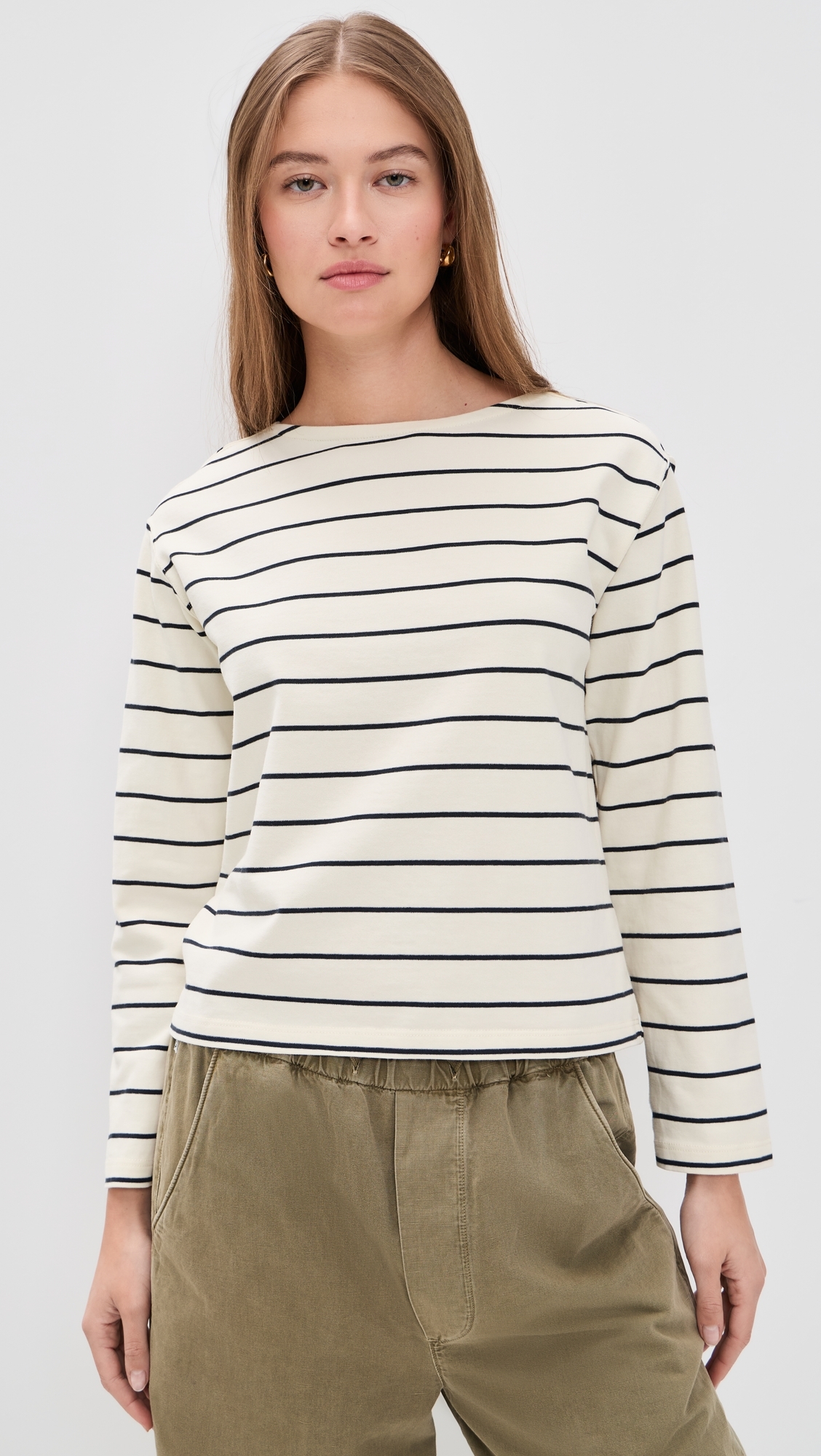 Luxe Sueded Mariner Tee Black/White Stripe