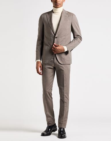 Man Suit Taupe Size 40 Cotton, Cashmere