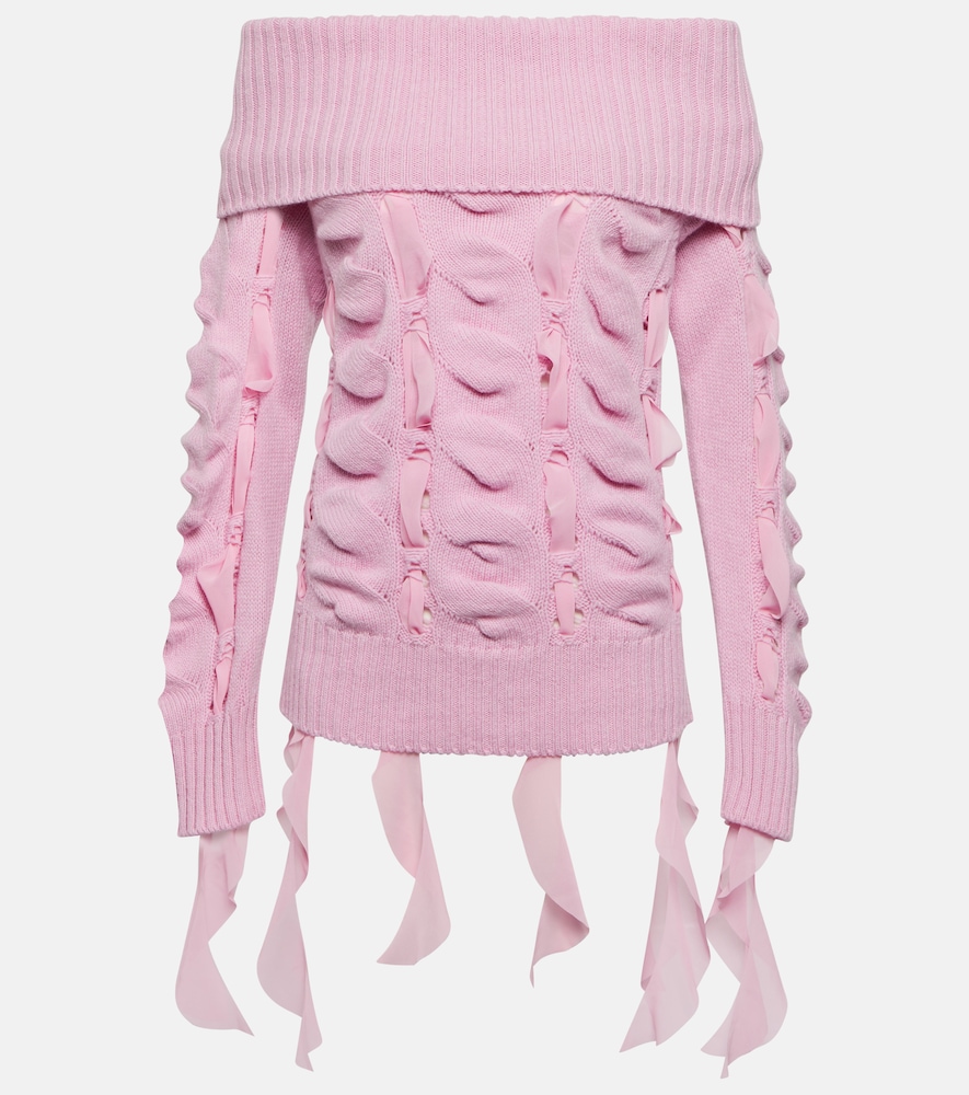 Rushed off-shoulder wool sweater