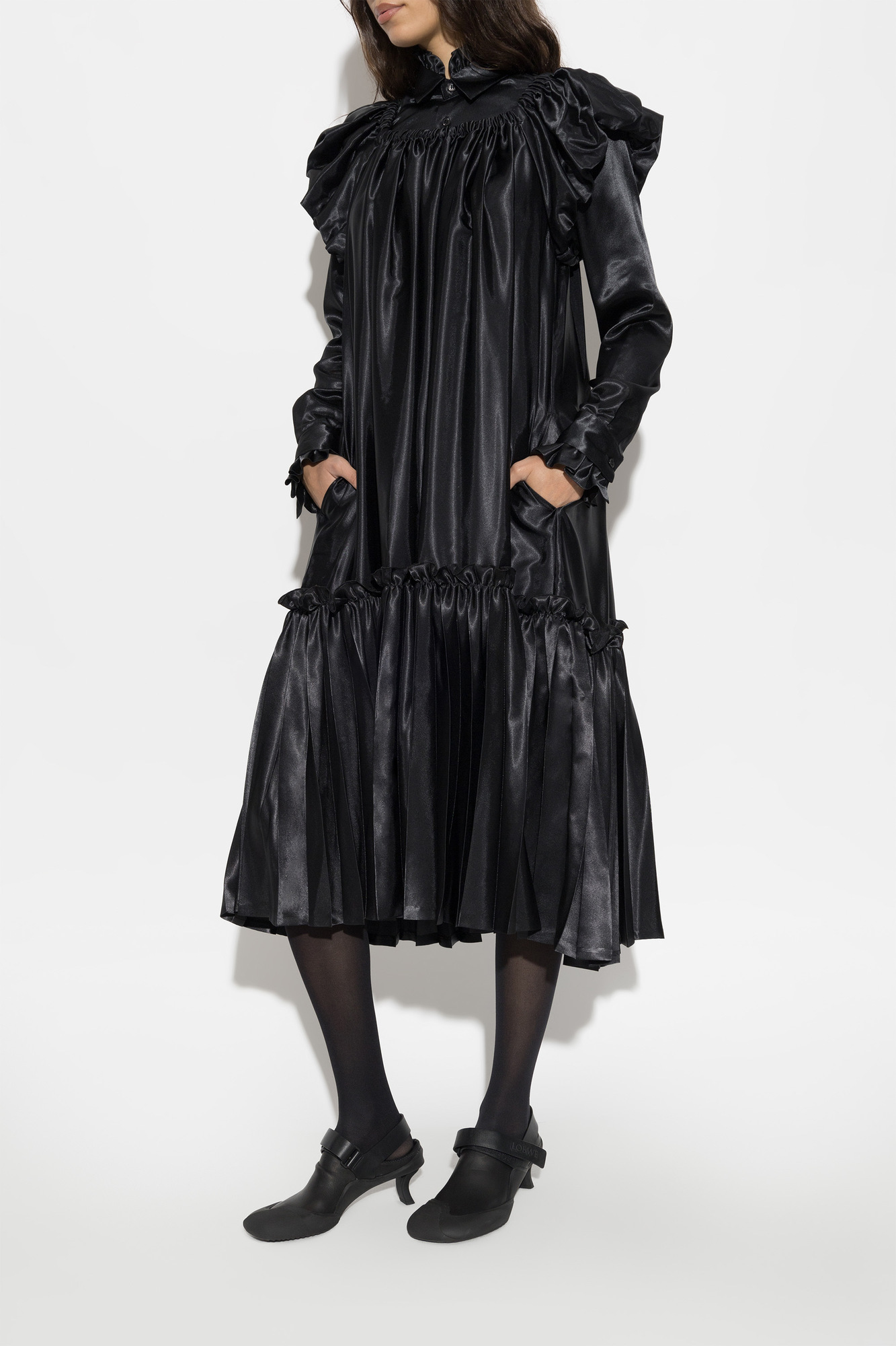 Dress With Puff Sleeves, Women's, Black