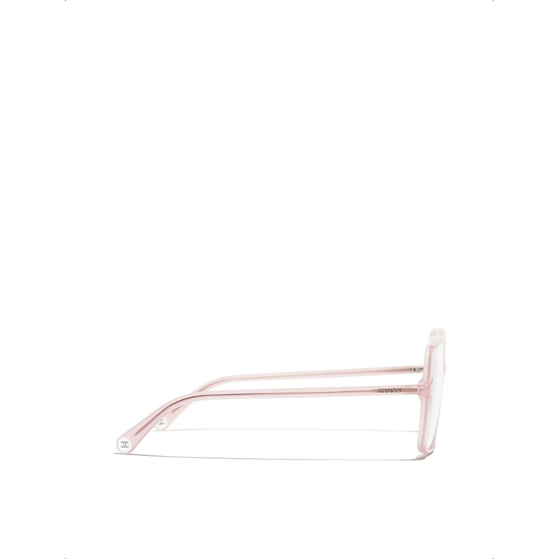 Mens Pink Square Eyeglasses