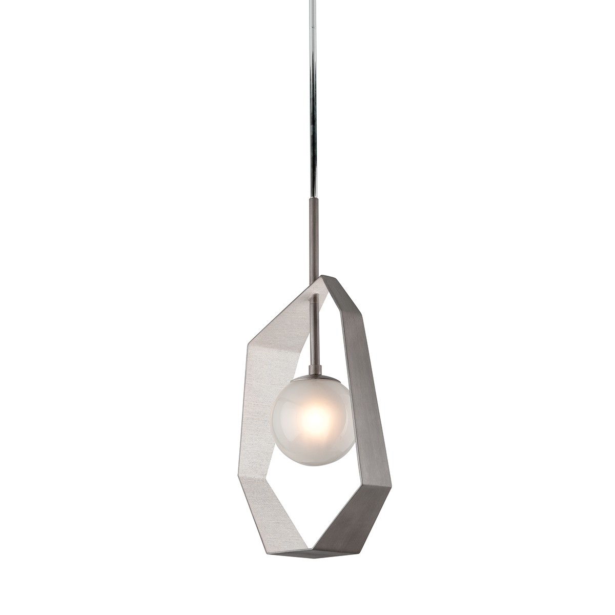 Troy Origami 24" Pendant Light in Graphite with Silver Leaf