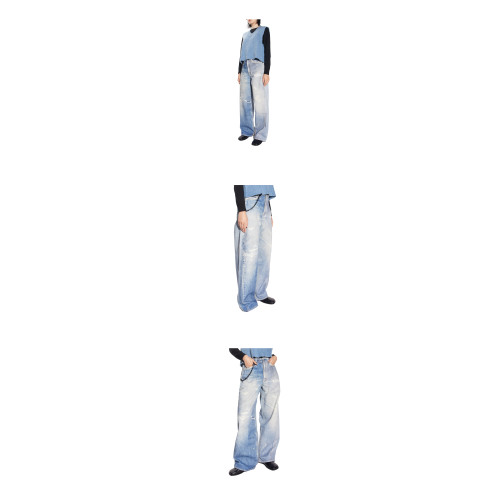Distressed-effect boyfriend jeans - Blue
