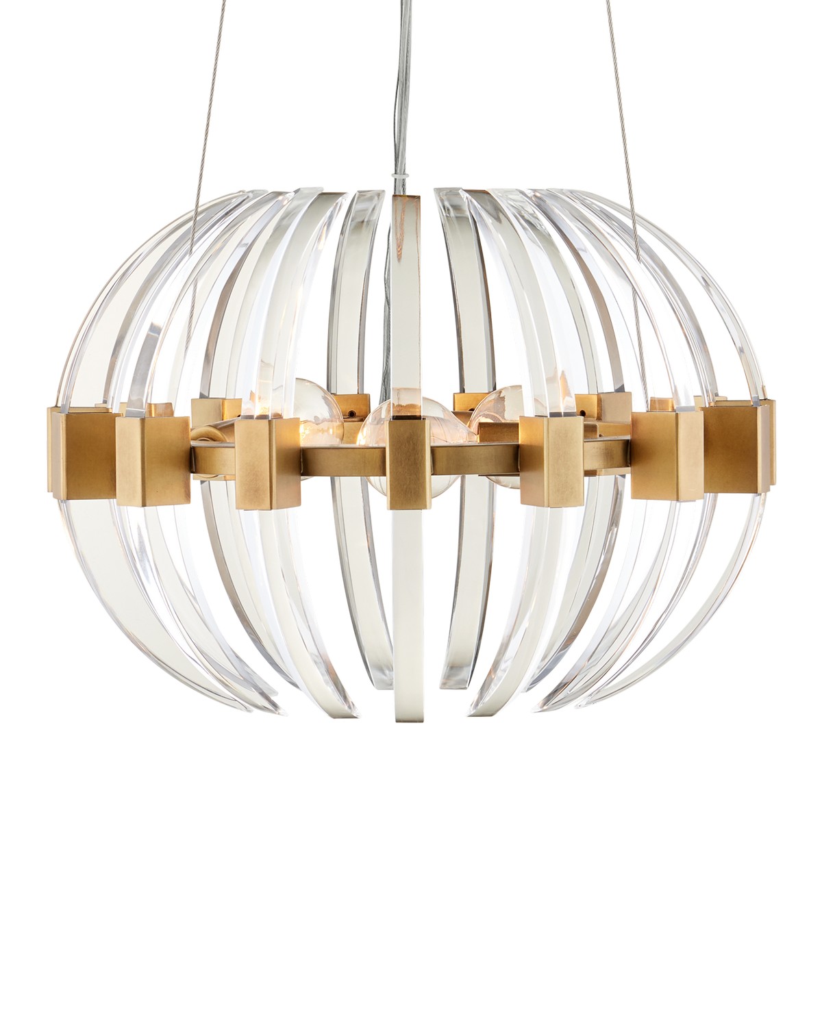 Clear Antique Brass Chandelier from the Coquette Collection