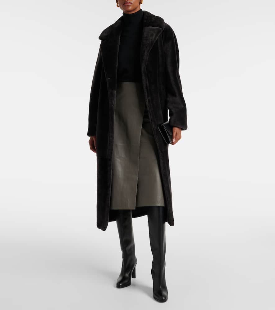 Météo leather midi skirt
