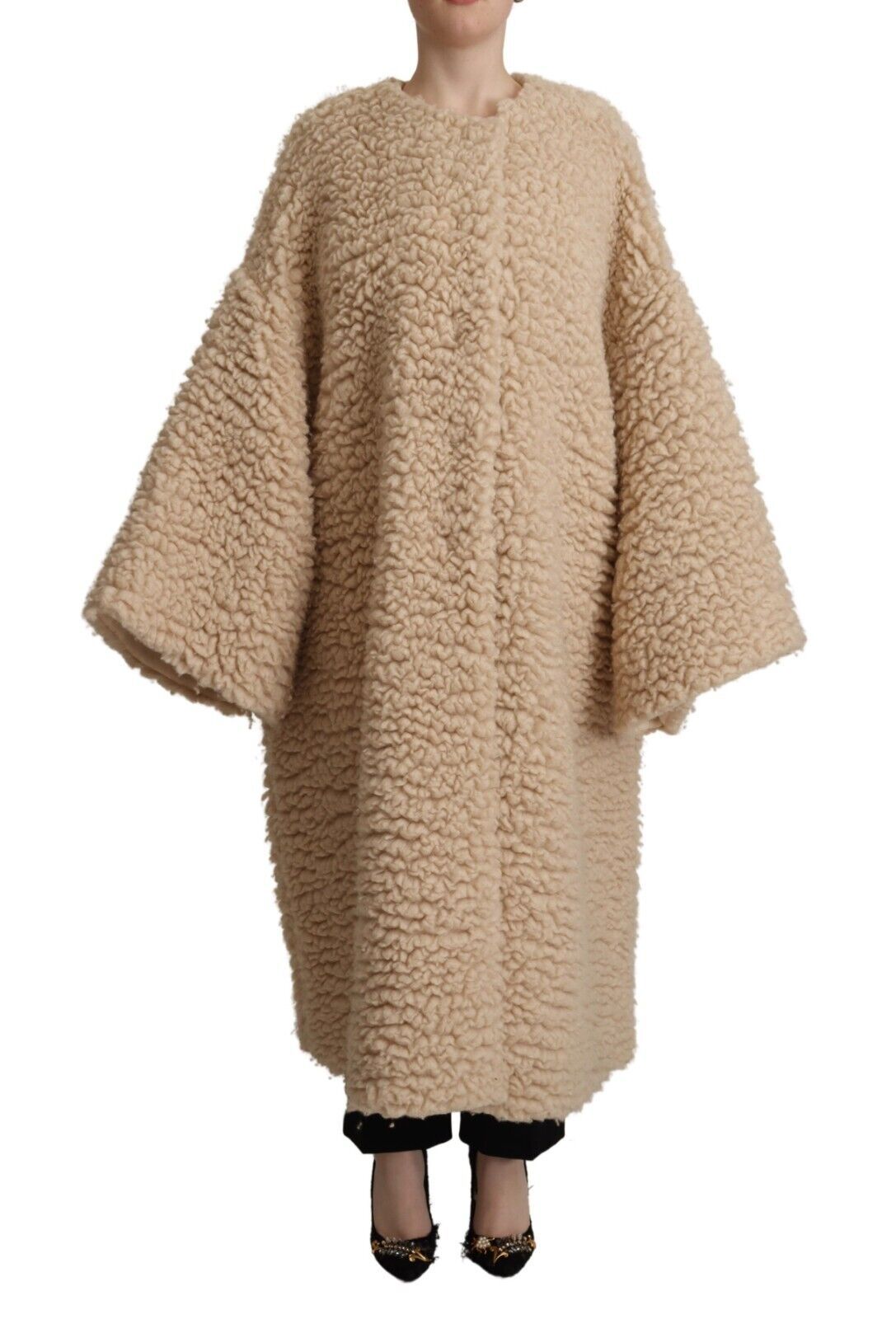 Cashmere Blend Textured Coat — Beige