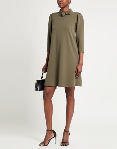 Woman Mini dress Military green Size 10 Polyurethane, Elastane