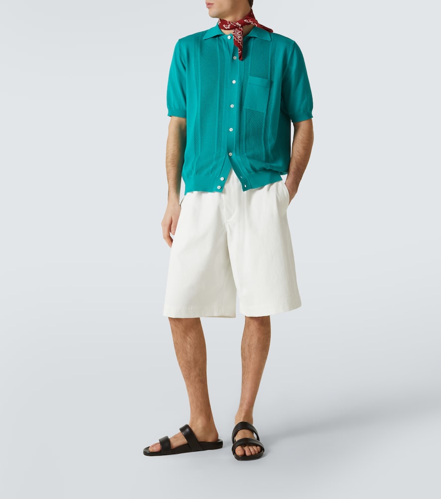 Pointelle knitted cotton cardigan