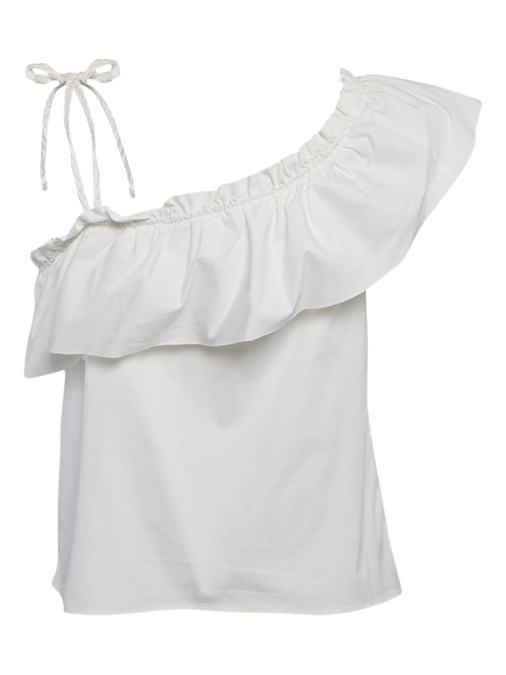 Ruffled one-shoulder top - White