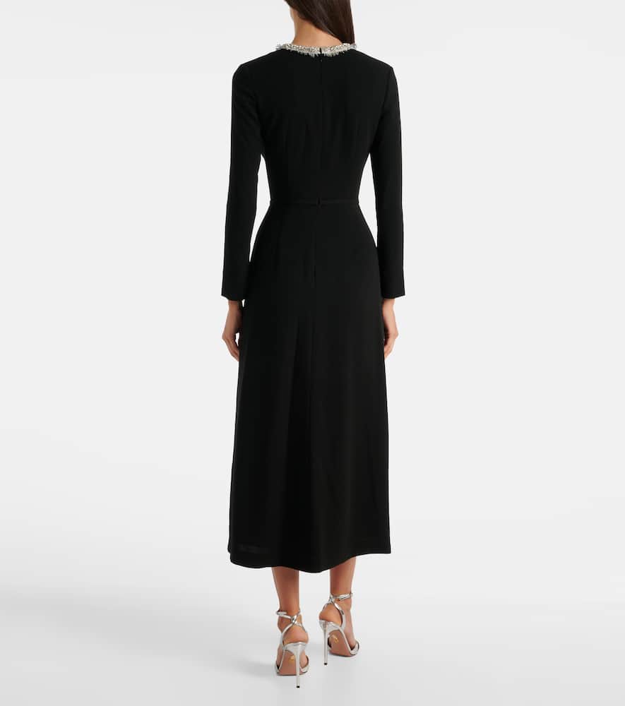 Esther embellished crêpe and plissé midi dress