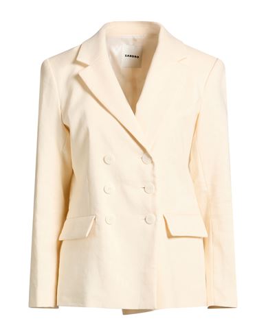 Woman Blazer Cream Size 8 Linen, Cotton, Elastane