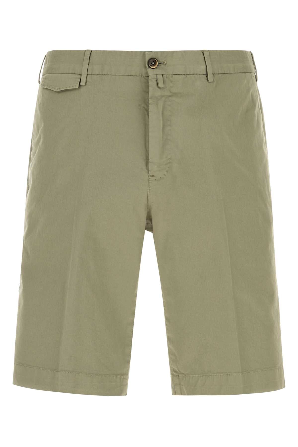 Stretch Cotton Bermuda Shorts — Green