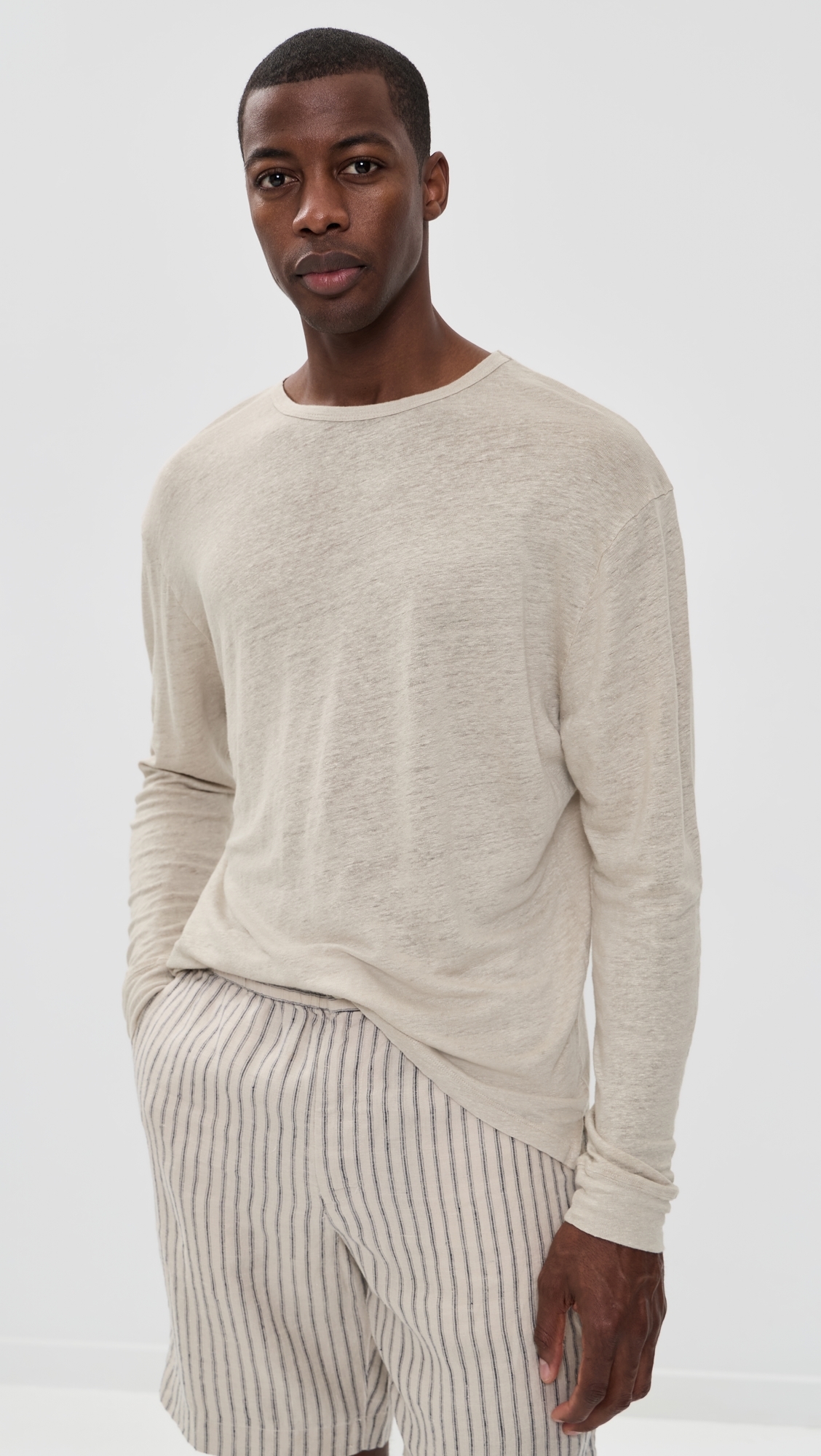 Linen Long Sleeve Sun Tee Bone