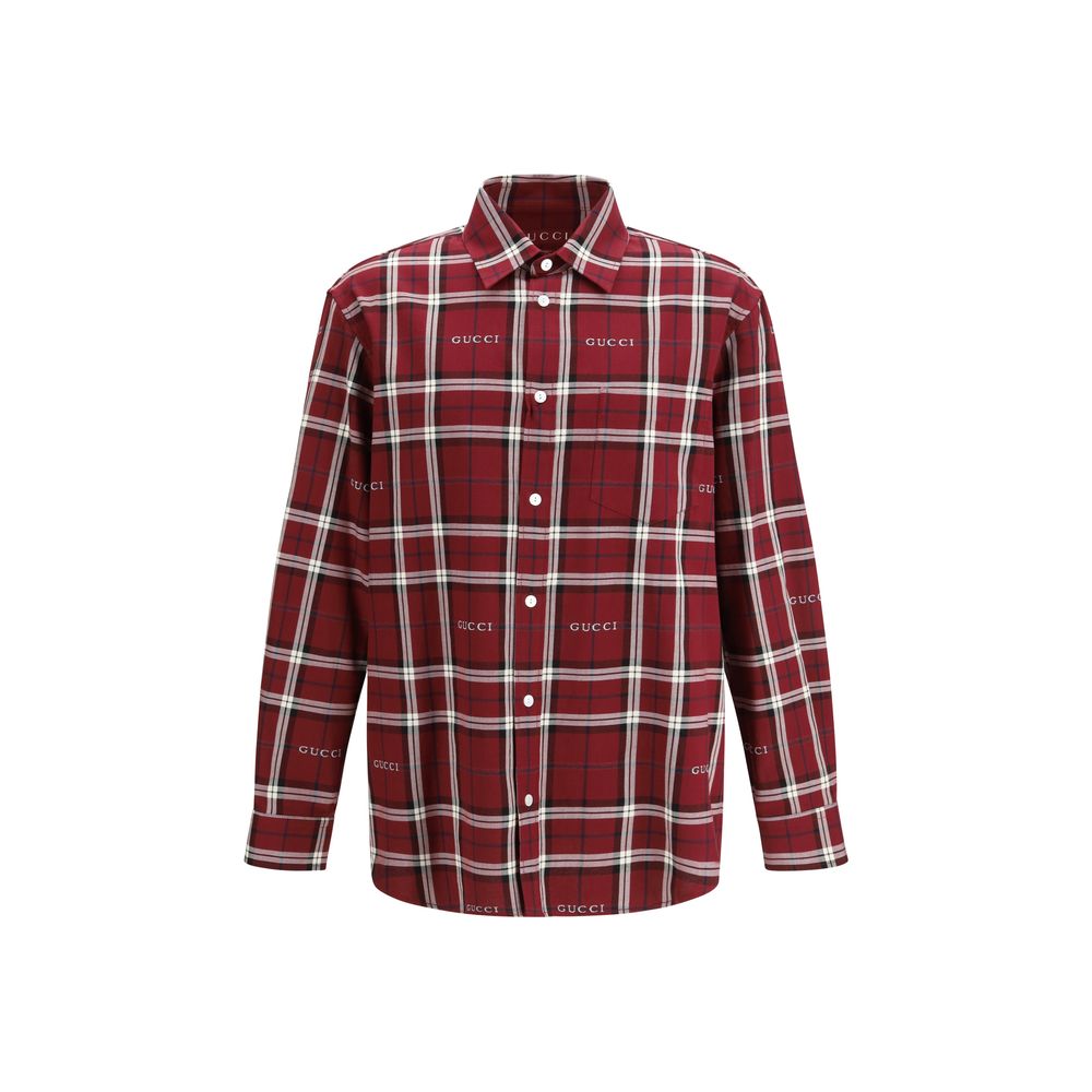 Tartan Jacquard Cotton Shirt — Red