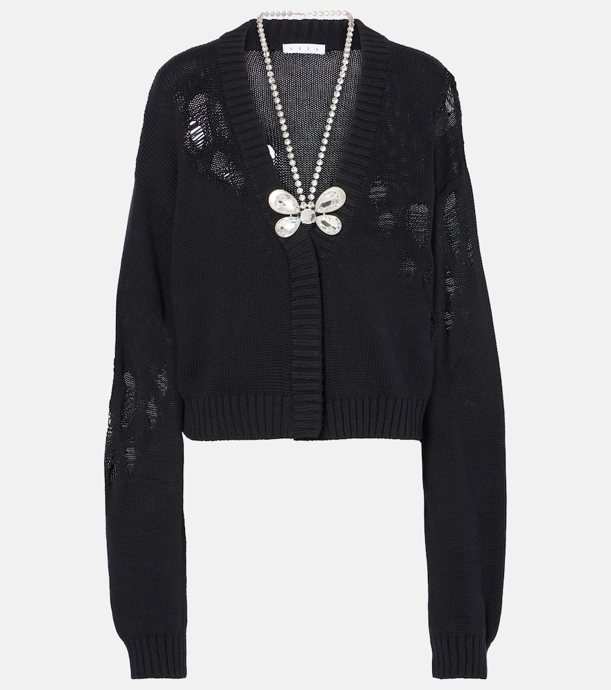 Embellished cotton and cashmere cardigan