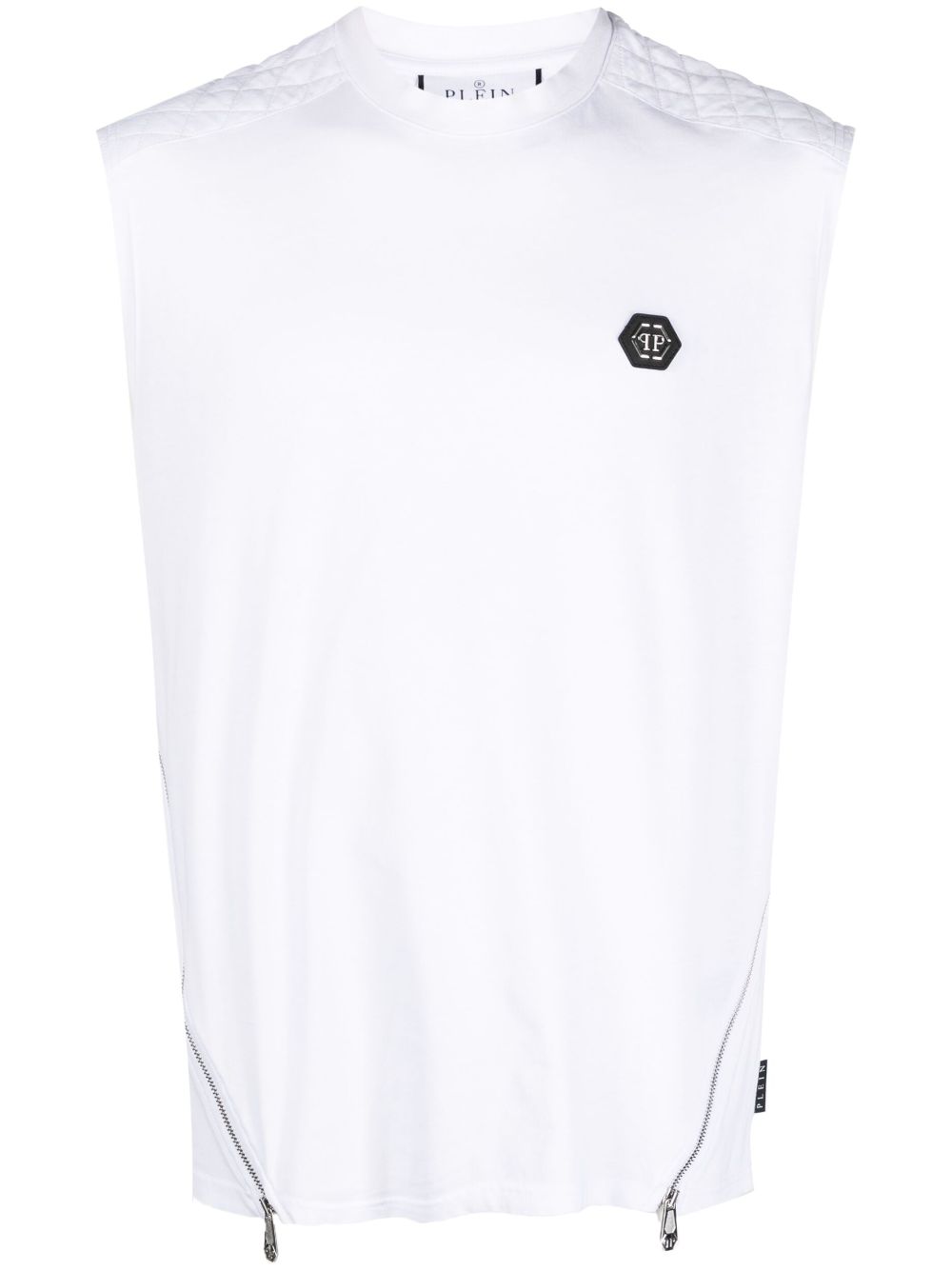 Logo-patch sleeveless T-shirt - White