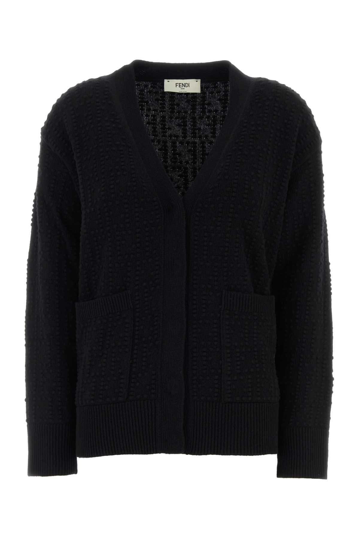 Wool Cashmere Knit Cardigan — Black