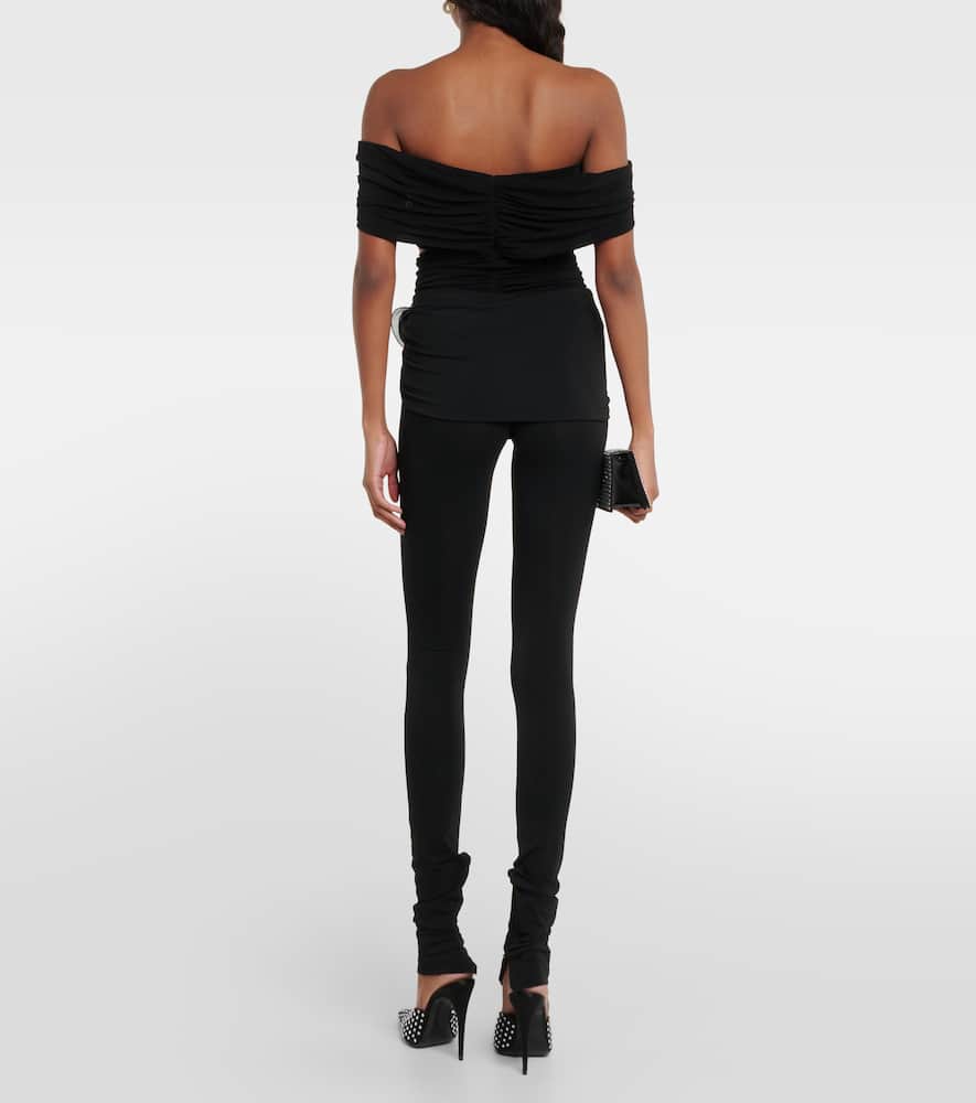 Floral-appliqué jersey leggings
