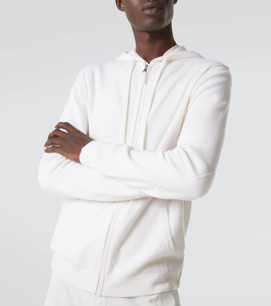 Zip-up wool and cashmere hoodie