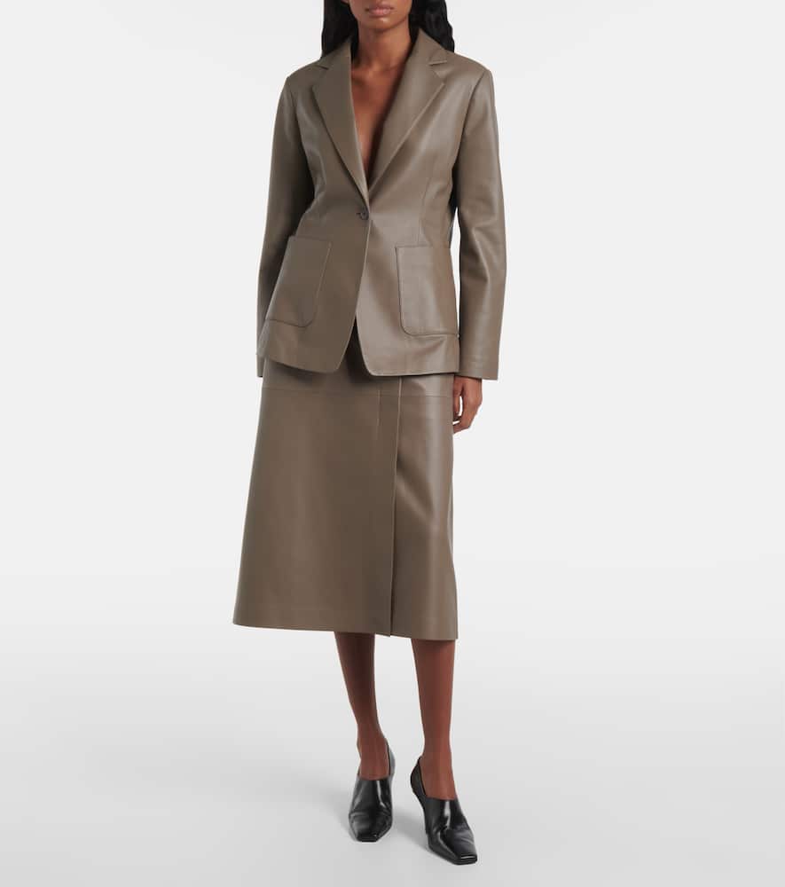 Leather single-breasted blazer
