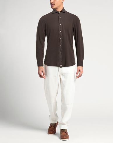 Man Shirt Dark brown Size L Cotton