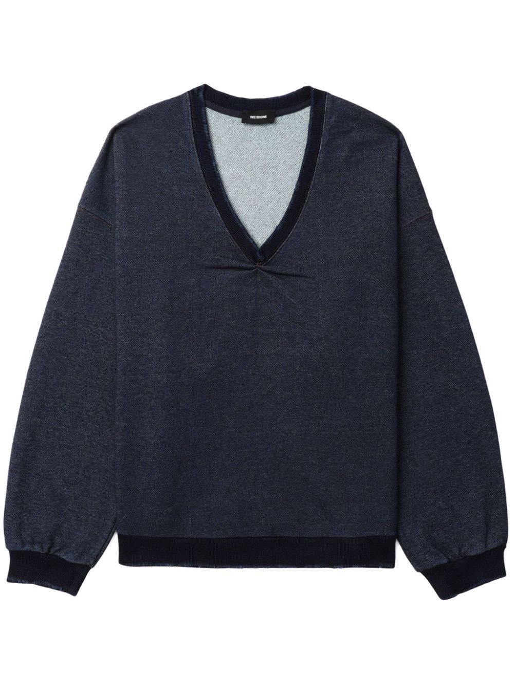 Ruched-detail cotton sweatshirt - Blue