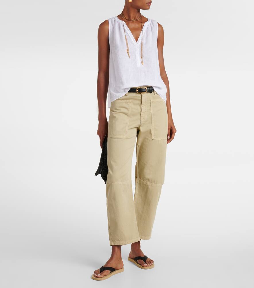 Brylie cotton twill barrel-leg pants