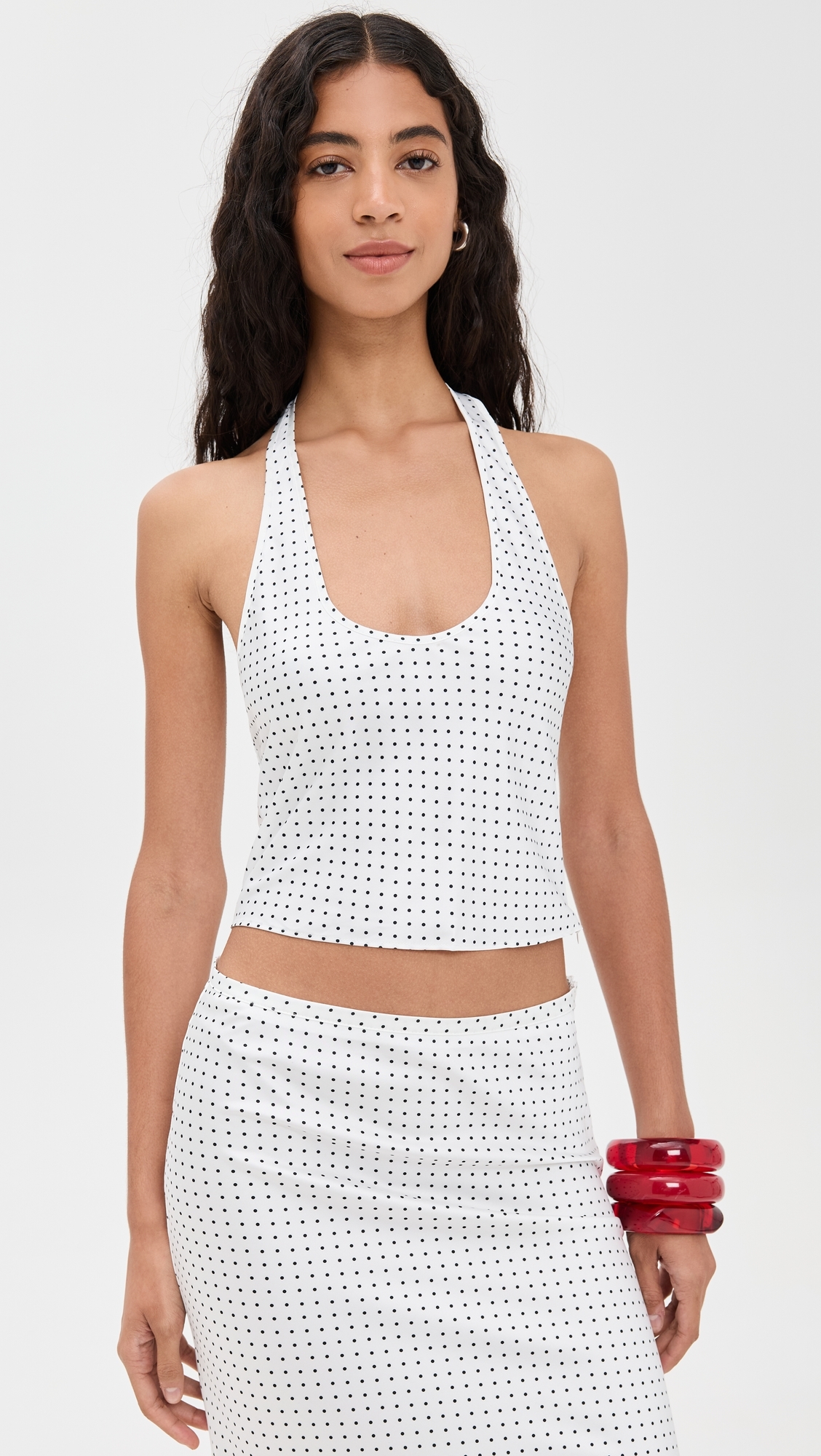 Roxy Halter Top Porcelain Polka