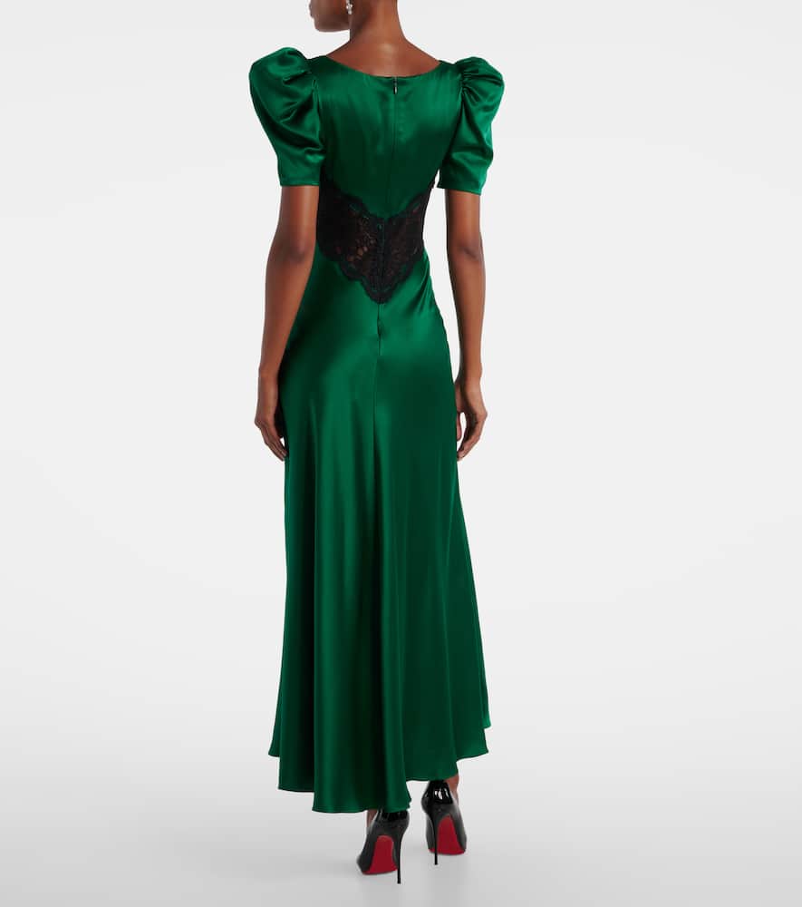 Lace-trimmed silk cocktail dress