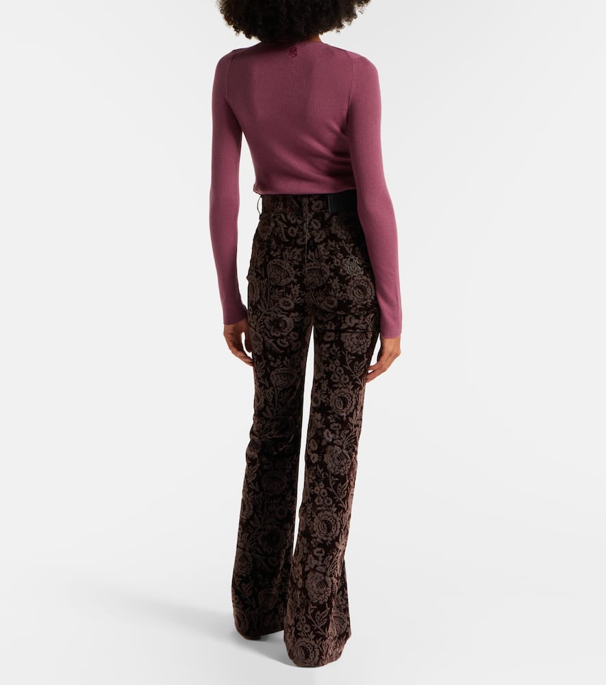 Chloé Floral high-rise velvet straight pants