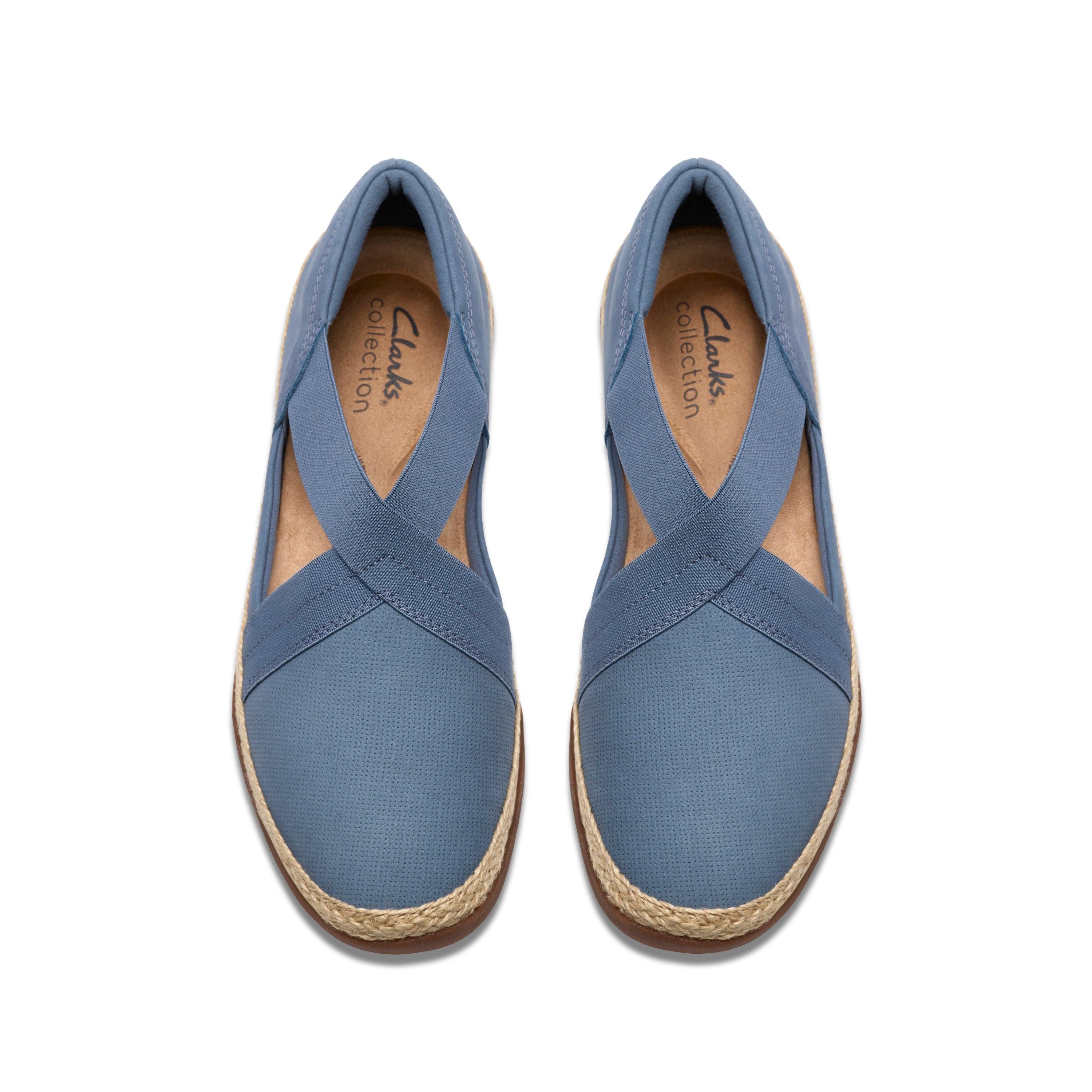 Clarks Elaina Dusk Denim Blue Nubuck Slip On