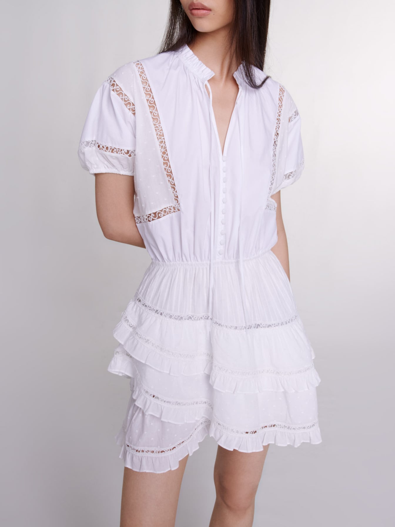 Broderie-anglaise cotton minidress - White