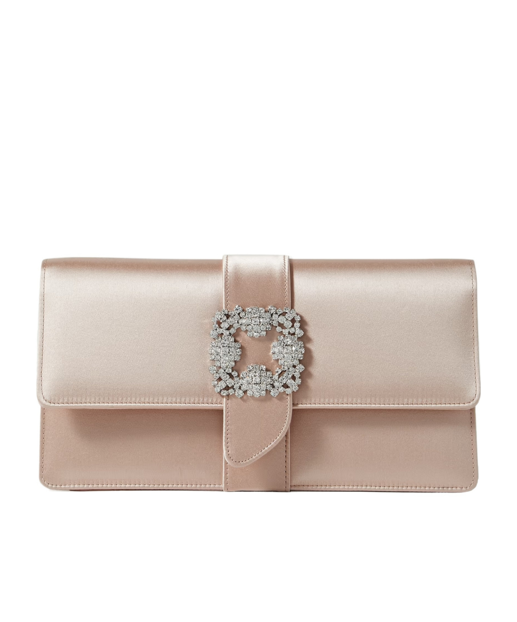 Crystal-embellished satin clutch