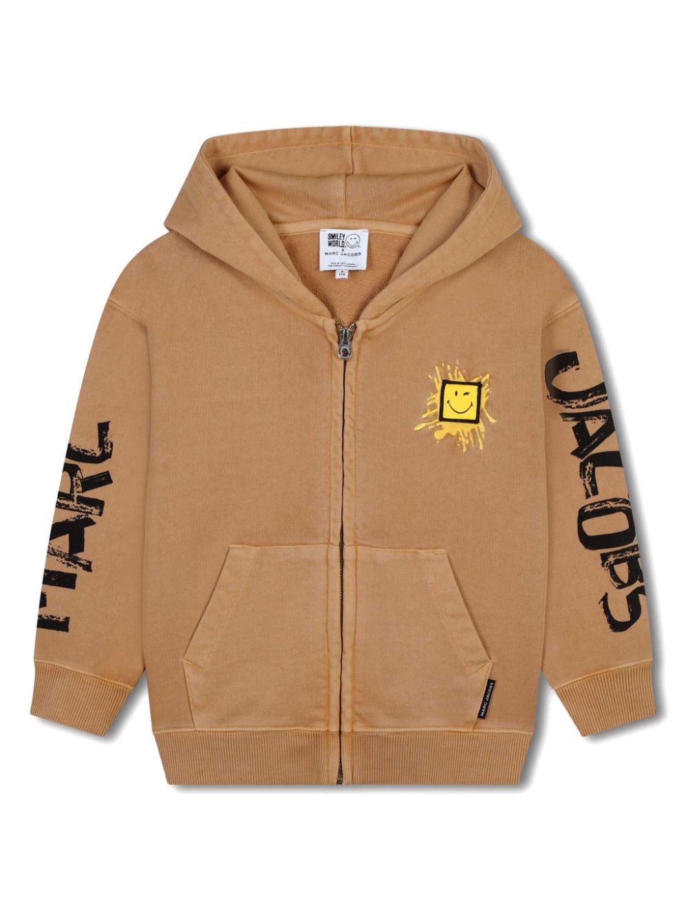 Zip-up cotton hoodie - Brown