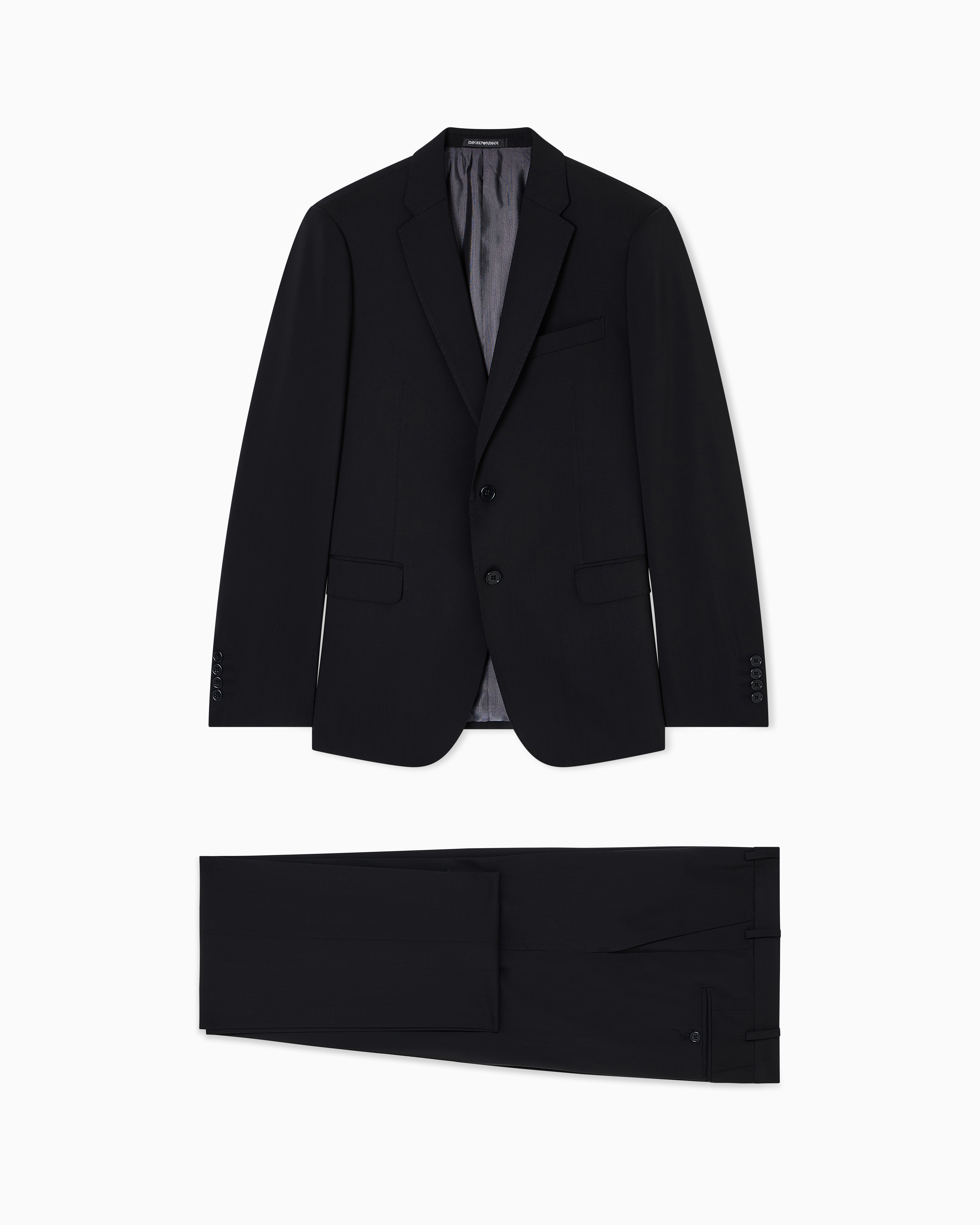 Single-breasted light wool suit with micro design