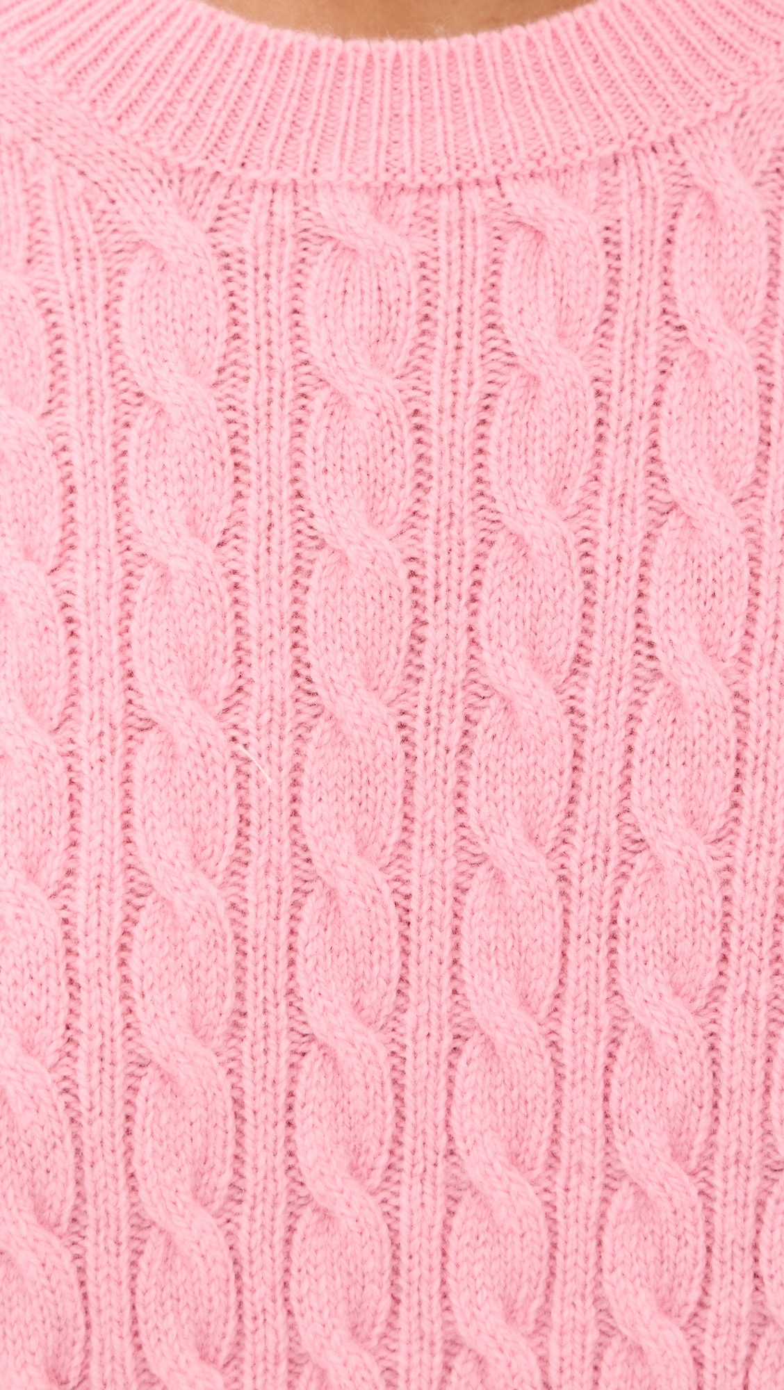 &Wool Cable Knit Pullover Pale Pink