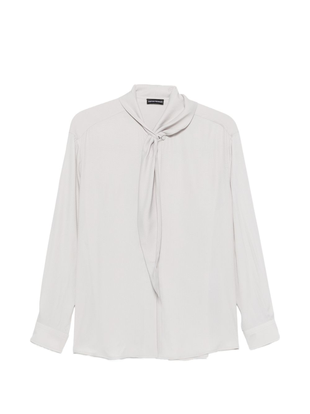 Silk-Blend Pussy-Bow Blouse — Grey