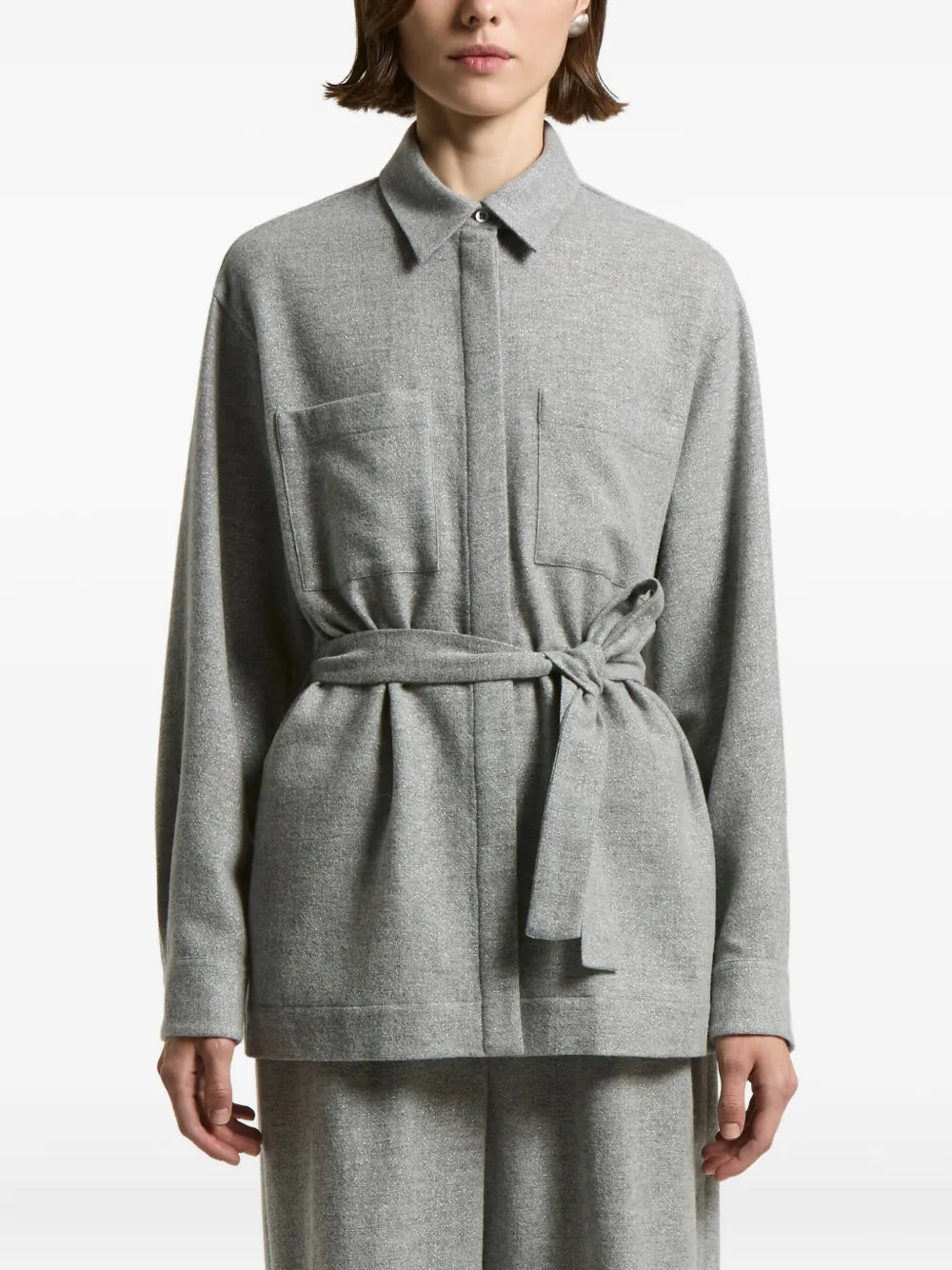 Belted Pocket Shirt — Grey