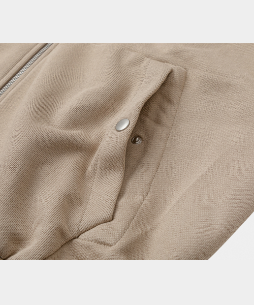 Heavy Cotton Blouson Sweat Jacket Beige