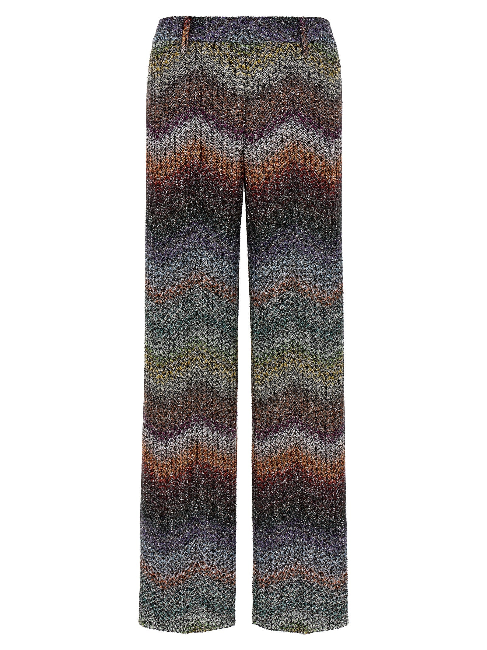 Sequined Zigzag Viscose Trousers — Multicolor