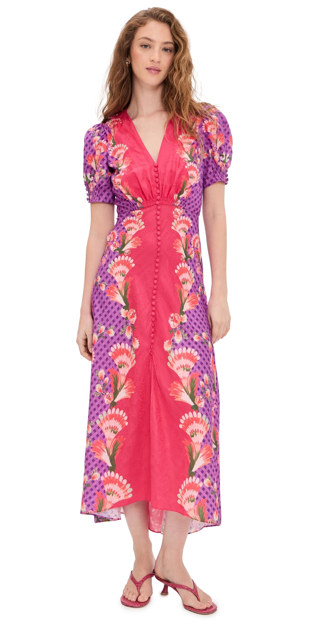 Lea Silk Dress Feather Raspberry Plmt