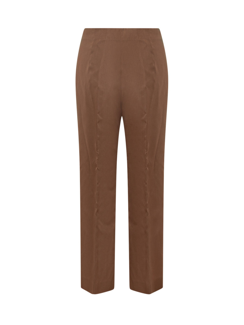 Brown Straight Flat Front Pants