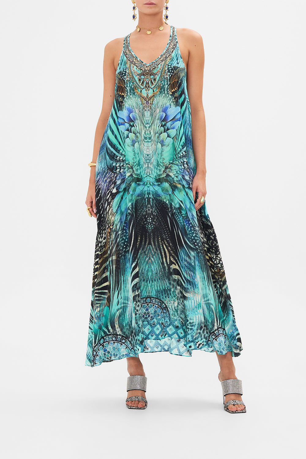 V Neck Racerback Dress Azure Allure