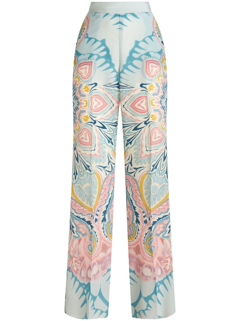 Paisley-print satin-finish trousers - Blue